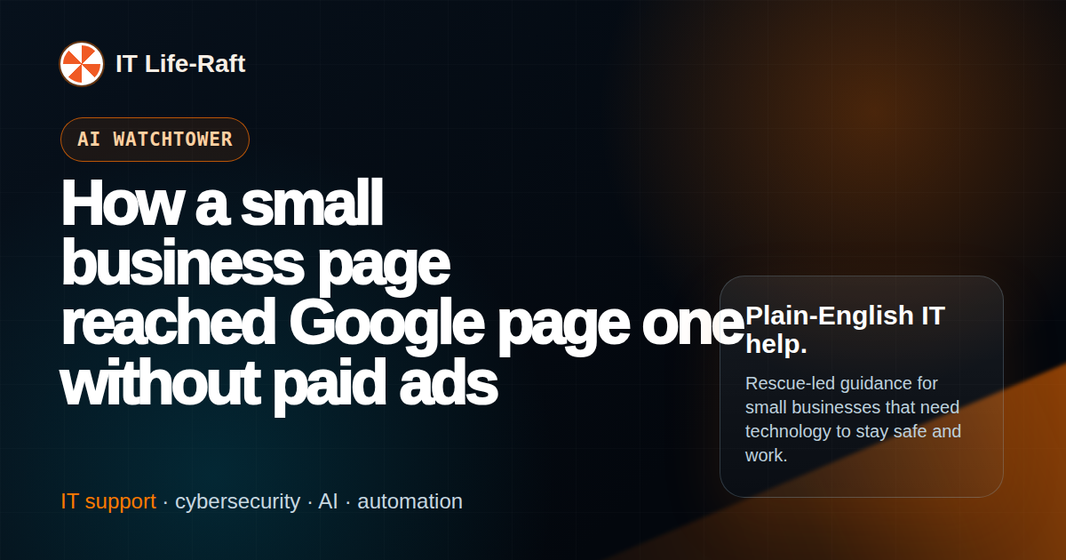 How a small business page reached Google page one without paid ads featured image